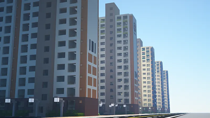 안남동 주택지구의 K-아파트. 두 단지 1800세대로 인구를 셈했다.